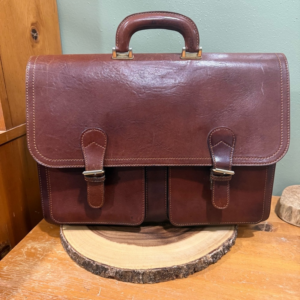 Alessandro Venanzi made in Italy Brown Leather Briefcase vintage